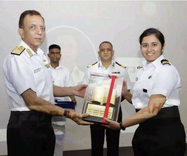 Naval officers at an award ceremony
