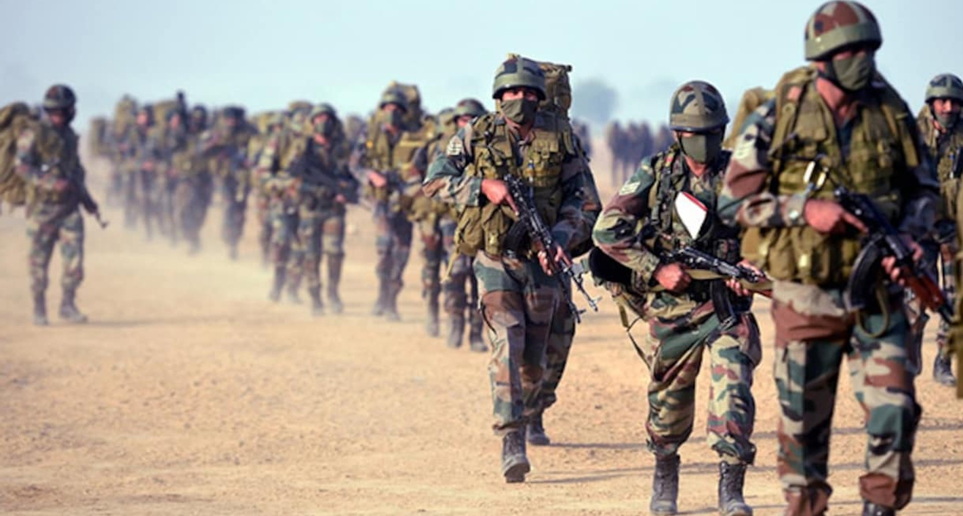 Indian Army soldiers on the march